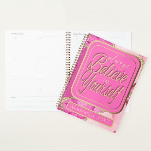 Geloof altijd in jezelf  roze en goud planner (Display)