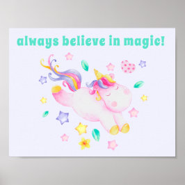 Geloof altijd in Magie! Cute Kinder Unicorn Poster