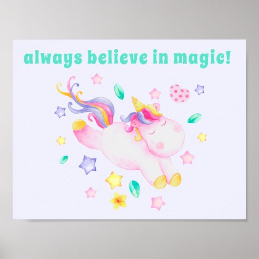 Geloof altijd in Magie! Cute Kinder Unicorn Poster (Voorkant)