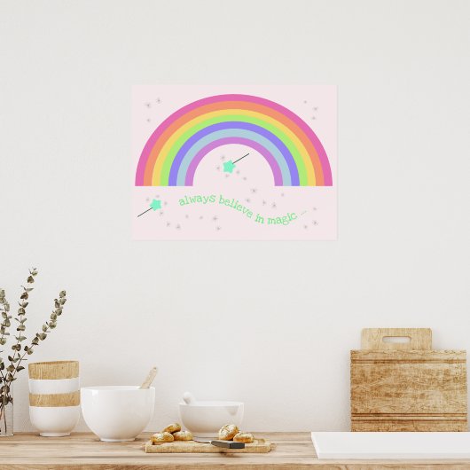 Geloof altijd in magie - Magische Fairy Rainbow Poster (Keuken)
