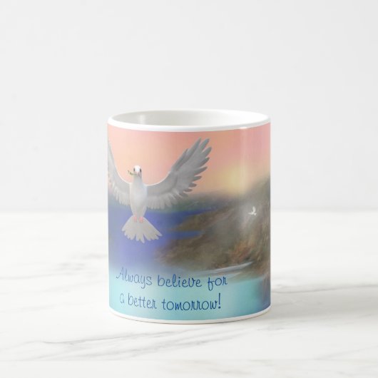 "Geloof altijd voor een betere toekomst!" KoffieMo Koffiemok (Center)