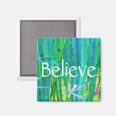 Geloof bamboe blauw en groen magneet (Voorkant / Achterkant)