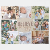 Geloof be Happy 10 Photo Collage Neutral Beige Fleece Deken (Voorkant (Horizontaal))