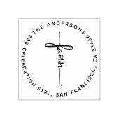 Geloof belettering Ronde familienaam & retouradres Rubberstempel (Afrduk)