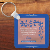 Geloof Bericht - 1 Korintiërs 16:13-14 - Metaal Sleutelhanger (Voorkant)