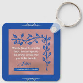 Geloof Bericht - 1 Korintiërs 16:13-14 - Metaal Sleutelhanger (Achterkant)