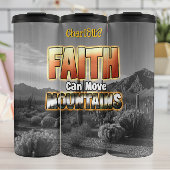 Geloof beweegt bergen woestijnlandschap thermosbeker