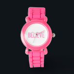 "Geloof" Bewustzijn borstkanker Horloge<br><div class="desc">Ter ere van het borstkankerbewustzijn. We vieren al het leven dat door deze ziekte is en nog steeds wordt geraakt terwijl we allemaal werken aan een remedie.</div>