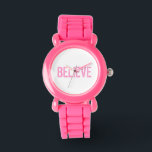 "Geloof" Bewustzijn borstkanker Horloge<br><div class="desc">Ter ere van het borstkankerbewustzijn. We vieren al het leven dat door deze ziekte is en nog steeds wordt geraakt terwijl we allemaal werken aan een remedie.</div>