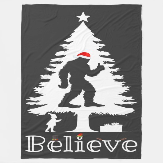 Geloof Bigfoot Cryptozoology Kerstboom Fleece Deken (Voorkant)