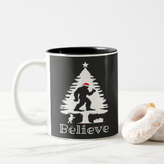 Geloof Bigfoot Cryptozoology Kerstboom Tweekleurige Koffiemok