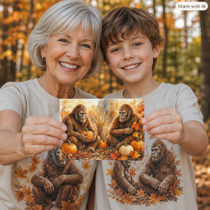 Geloof Bigfoot Herfst Pompoenen Natuur Sasquatch Briefkaart