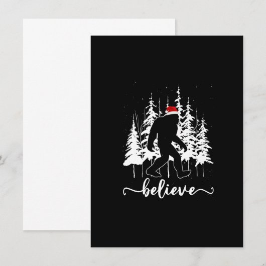 Geloof Bigfoot Light Santa Squatch kerstboom Kaart (Voorkant / Achterkant)