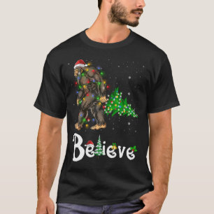 Geloof Bigfoot Sasquatch Kerstman Hoed Kerstmis T-shirt