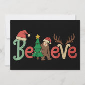 Geloof Bigfoot Sasquatch Kerstman Rendier Kerstmis Feestdagenkaart (Voorkant)