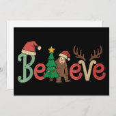 Geloof Bigfoot Sasquatch Kerstman Rendier Kerstmis Feestdagenkaart (Voorkant / Achterkant)
