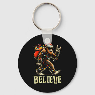Geloof Bigfoot Sasquatch Kerstman Rendier Kerstmis Sleutelhanger