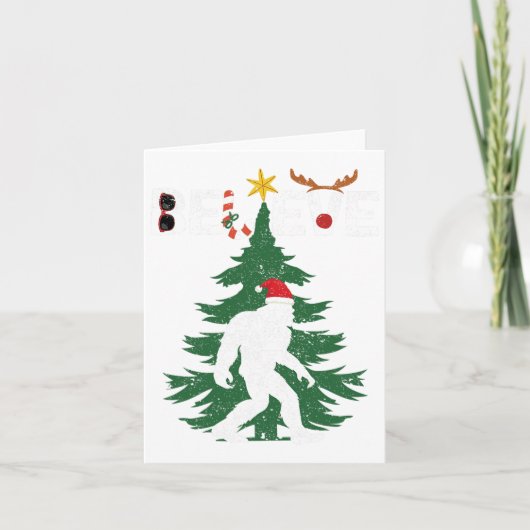 Geloof Bigfoot Sasquatch Yeti Santa Hat Kerstmis Kaart (Voorkant)