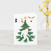 Geloof Bigfoot Sasquatch Yeti Santa Hat Kerstmis Kaart (Gele Bloem)