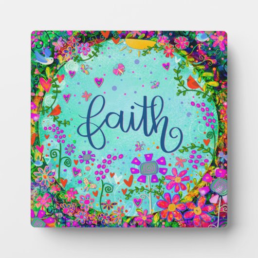  Geloof Bloemvogels Whimsical Leuke Ezel Fotoplaat (Voorkant)