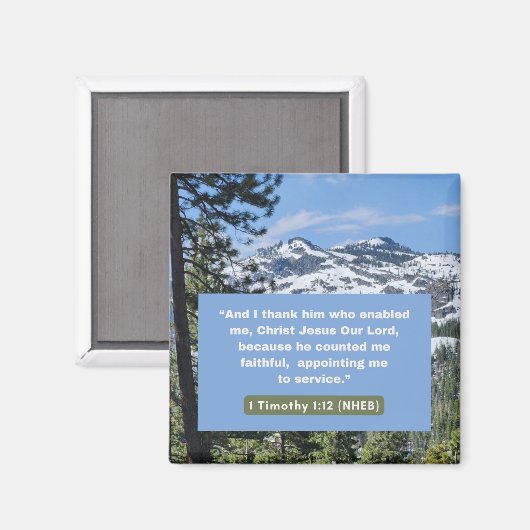 Geloof Boodschap - Bijbelvers - 1 Timoteüs 1:12 - Magneet (Voorkant / Achterkant)