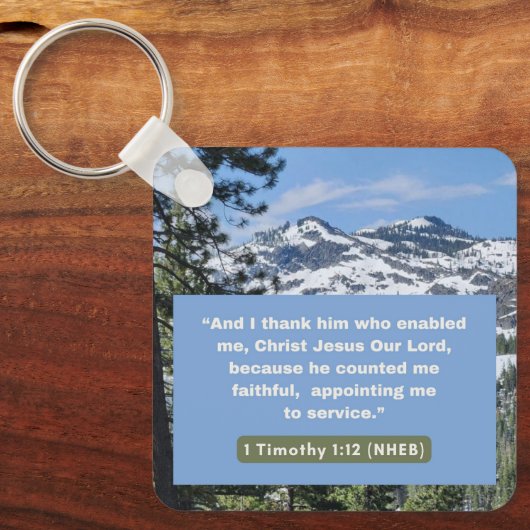 Geloof Boodschap - Bijbelvers - 1 Timoteüs 1-12 - Sleutelhanger (Voorkant)