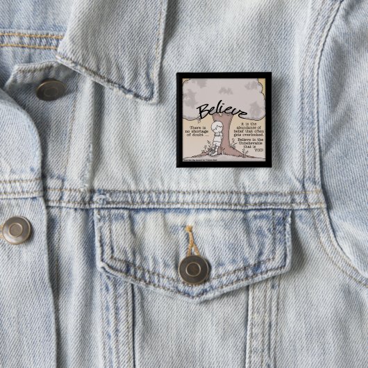 Geloof boom vierkante button 5,1 cm (In situ)