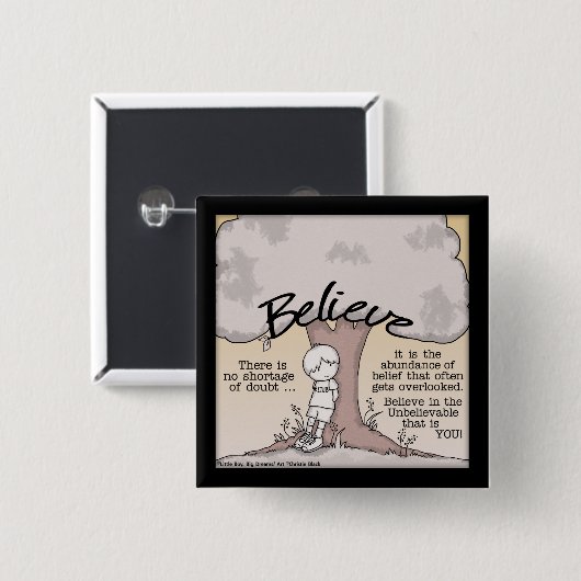 Geloof boom vierkante button 5,1 cm (Voorkant /achterkant)