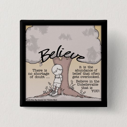 Geloof boom vierkante button 5,1 cm (Voorkant)