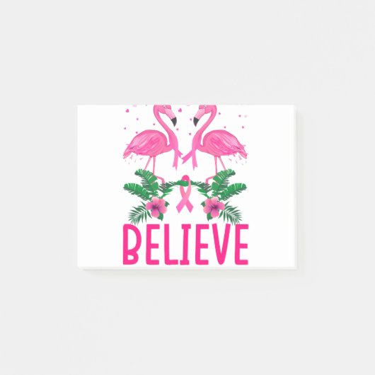 Geloof borstkankerwaarschuwing Flamingo T-Shirt Post-it® Notes (Voorkant)