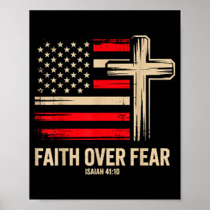 Geloof Boven Angst Amerikaanse Vlag Poster