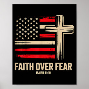 Geloof Boven Angst Amerikaanse Vlag Poster
