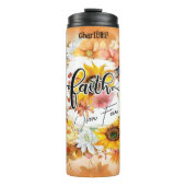 Geloof boven angst bloemencascade thermosbeker (Voorkant)