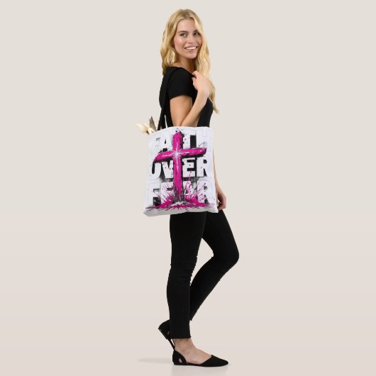 Geloof boven angst Canvas tas | Christelijk kruiso (Op model)