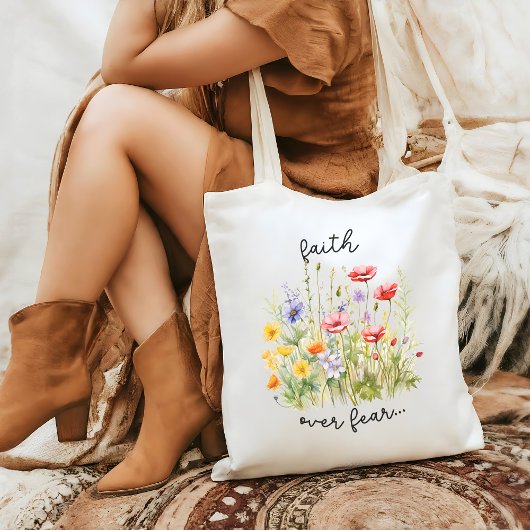 Geloof boven angst Christelijk Inspirerend Tote Bag
