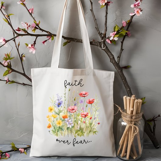 Geloof boven angst Christelijk Inspirerend Tote Bag