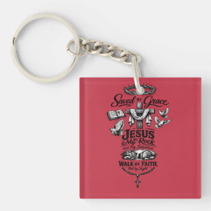 Geloof Boven Angst Christelijk Vintage Ontwerp Sleutelhanger