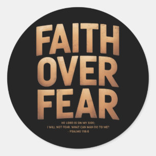 Geloof Boven Angst Christelijk Vintage (op achterz Ronde Sticker