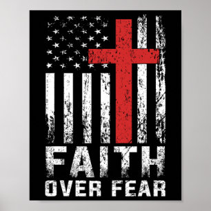 Geloof Boven Angst Christelijke Amerikaanse Vlag V Poster