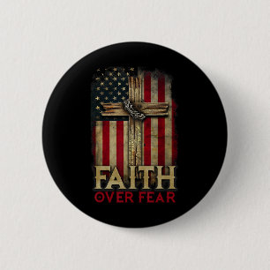 Geloof Boven Angst Christenen Kruisen Vlag Van De Ronde Button 5,7 Cm