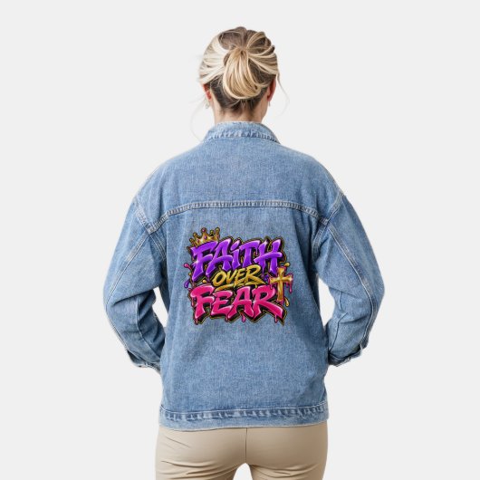 Geloof boven angst denim jacket (Model)