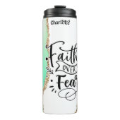 Geloof boven angst glinstert kunst thermosbeker (Voorkant)