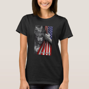 Geloof Boven Angst God Jezus Christelijk Vlag Vere T-shirt