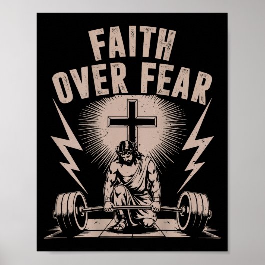 Geloof Boven Angst Grappige Christelijke Workout G Poster (Voorkant)