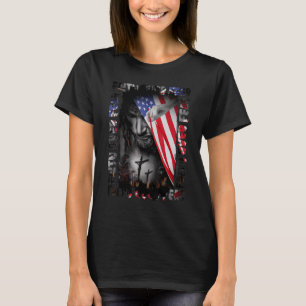 Geloof Boven Angst, Jezus Amerikaanse Vlag Patriot T-shirt