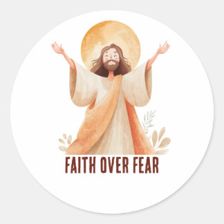 Geloof Boven Angst Jezus Christelijk T-Shirt Ronde Sticker
