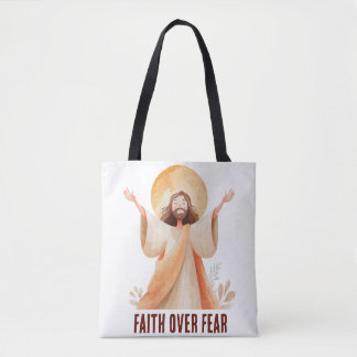 Geloof Boven Angst Jezus Christelijk T-Shirt Tote Bag