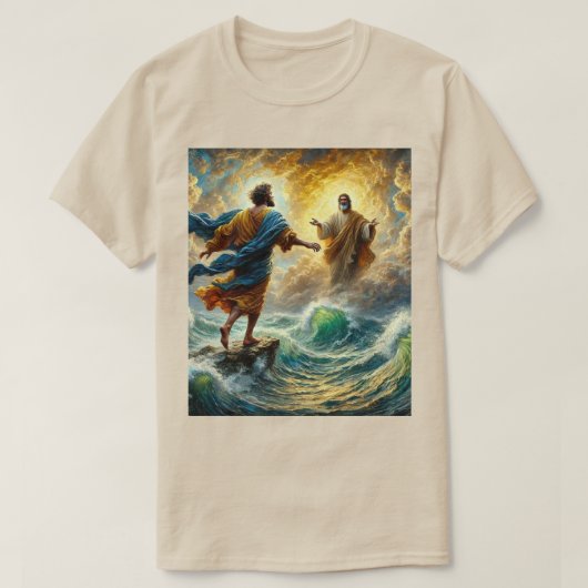 Geloof boven angst - Jezus loopt op water T-shirt (Design voorkant)