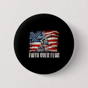 Geloof Boven Angst - Kruis & Ons Vlag Ronde Button 5,7 Cm