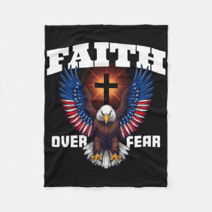Geloof Boven Angst Patriottische Adelaar 4 Juli  Fleece Deken